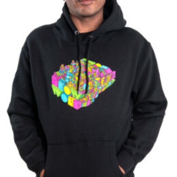 Meow Wolf Area 15 Green / Bright Colors Graphic Hoodie Sweatshirt Pockets XS - Picture 4 of 8